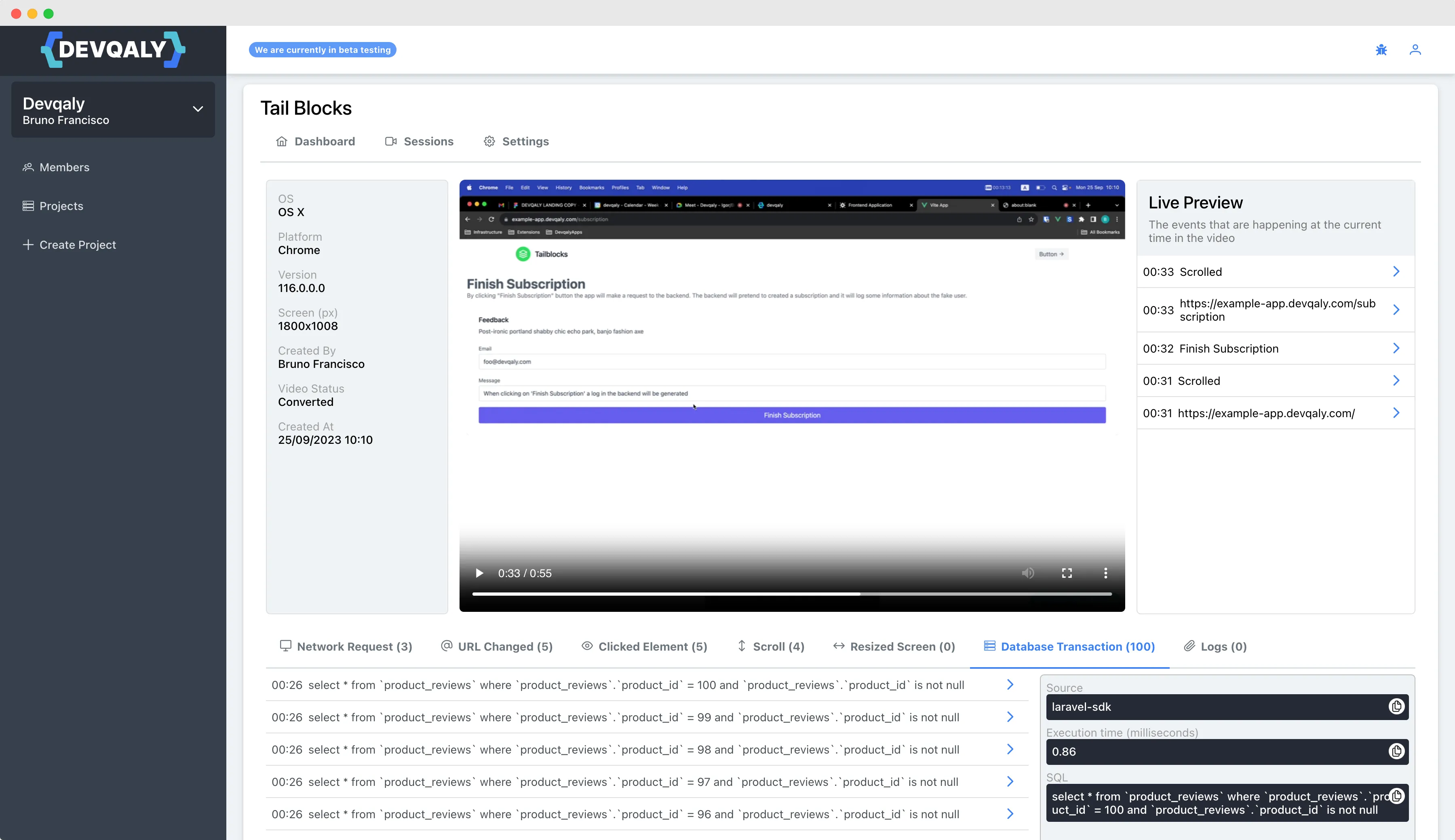 screenshot of the application