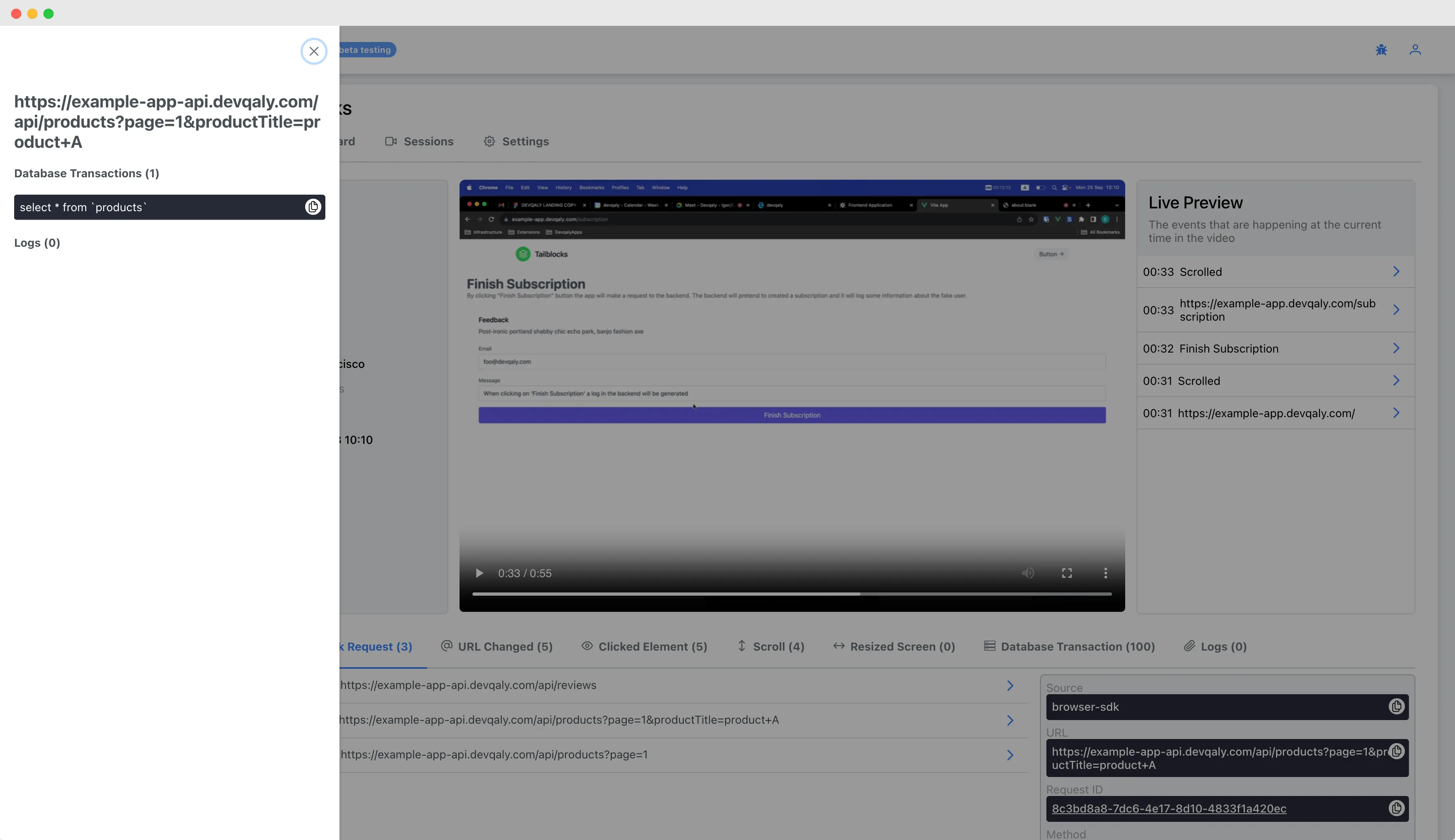 screenshot of the application