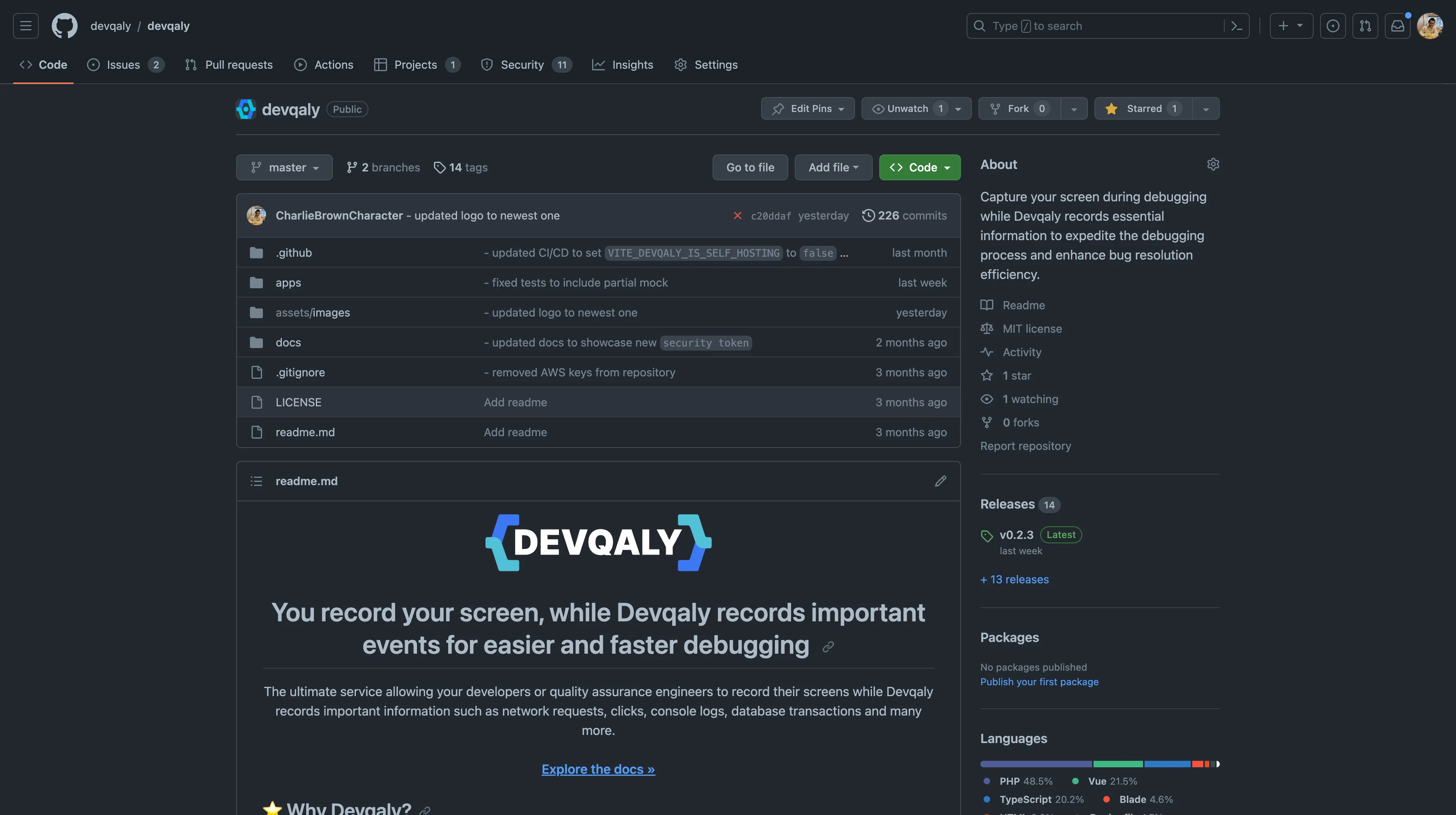 screenshot of the application